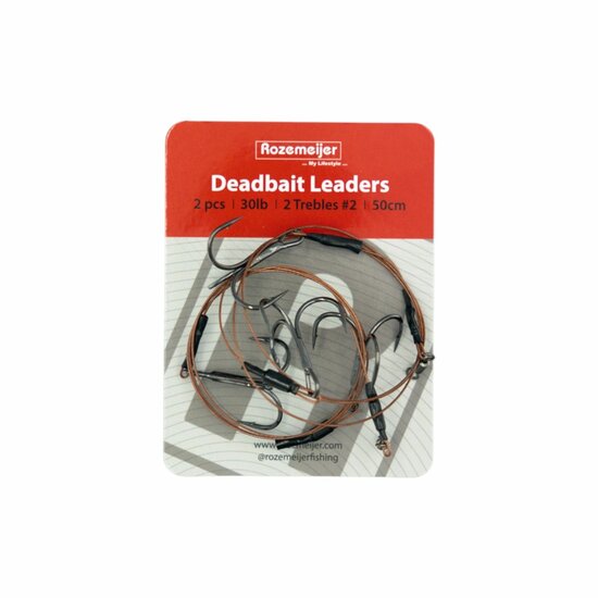 Deadbait Leaders 2x treble 50cm 30lb 2pcs