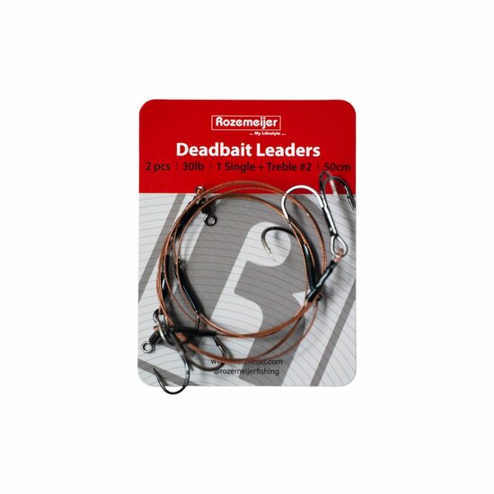 Deadbait Leaders 1x single + treble 50cm 30lb 2pcs Rozemeijer