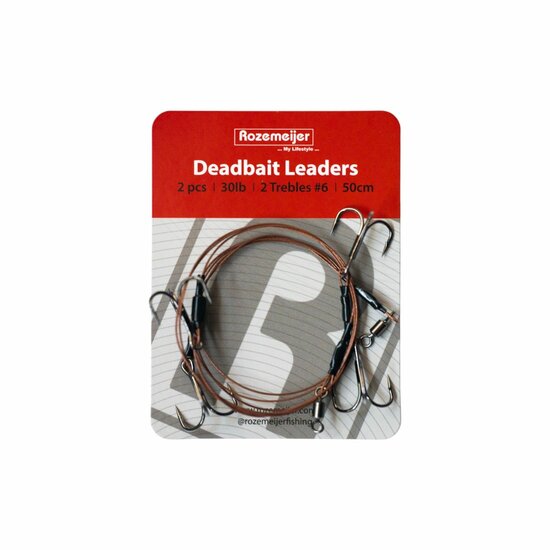 Deadbait Leaders 2x treble 50cm 30lb 2pcs Rozemeijer