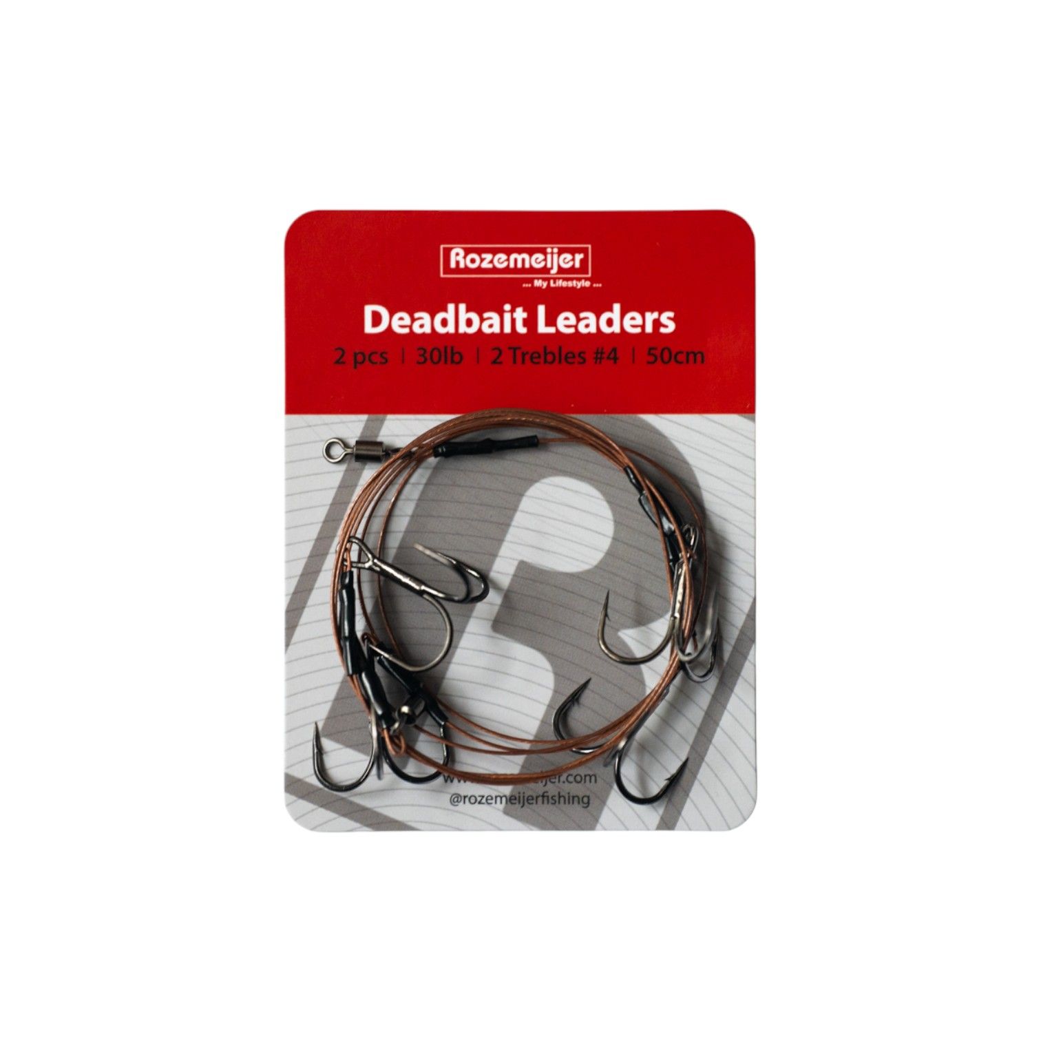 Deadbait Leaders 2x treble 50cm 30lb 2pcs Rozemeijer